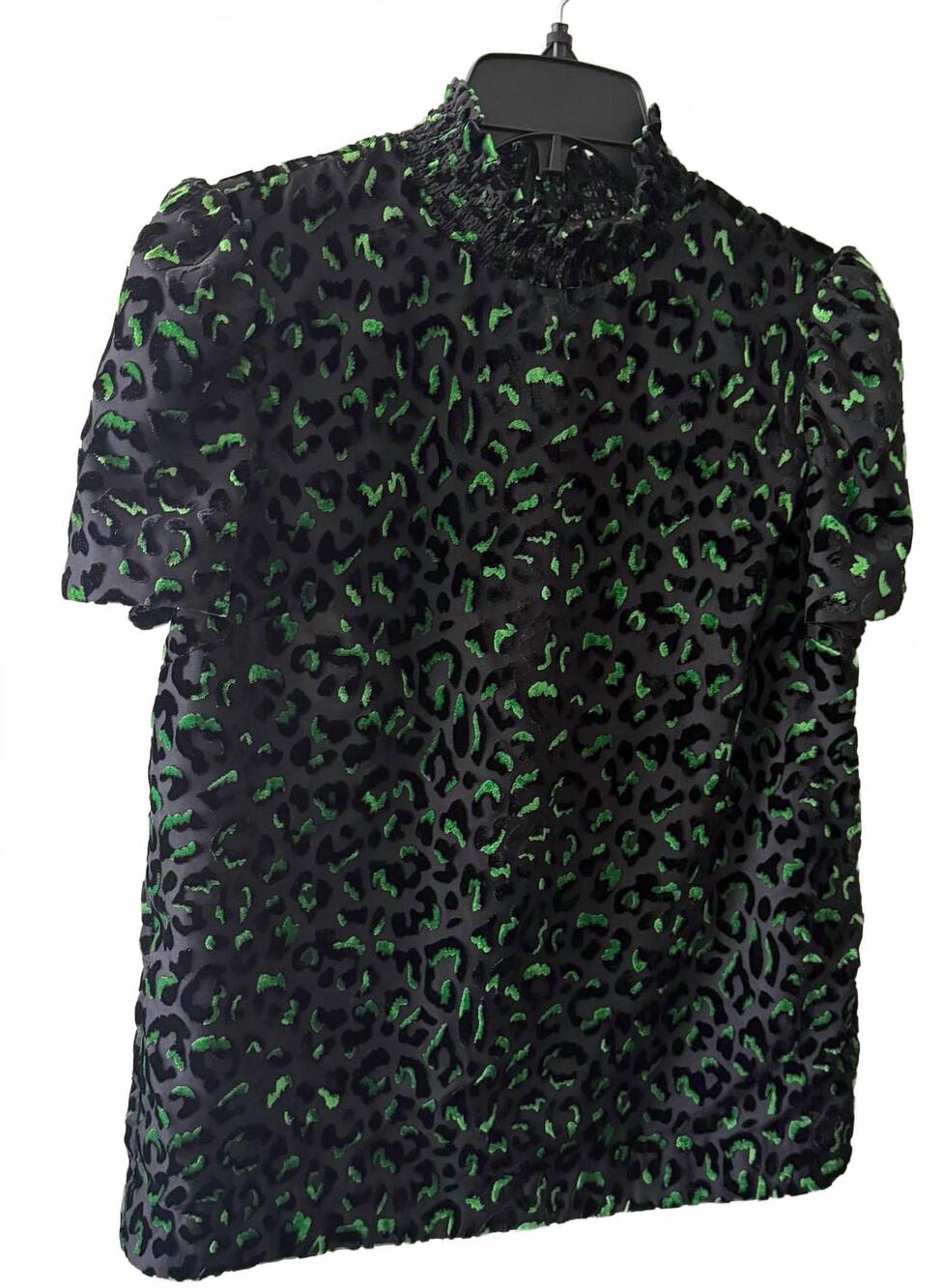 NEW MILLY women's haley velvet burnout top in black/ green